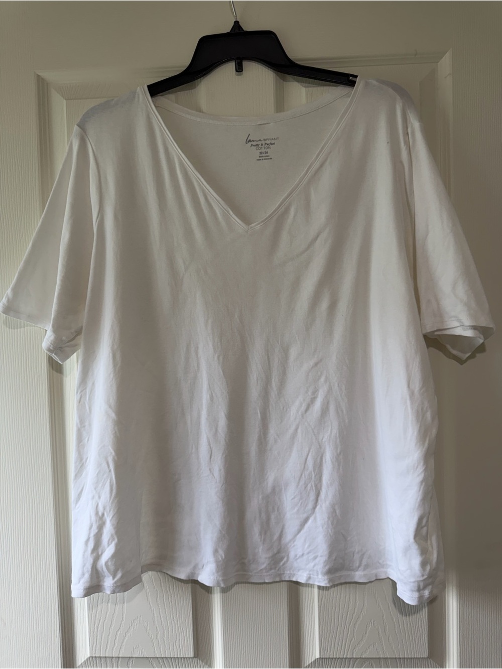 Lane Bryant Women's White V-Neck Short Sleeve Tee